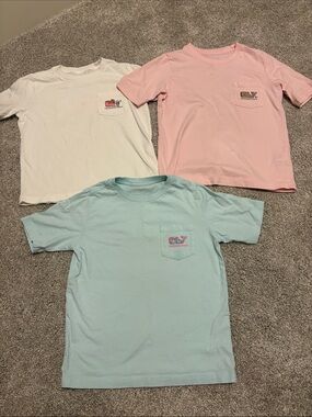 Vineyard Vines girls short sleeve Pocket T-Shirt bundle white, pink, blue 5